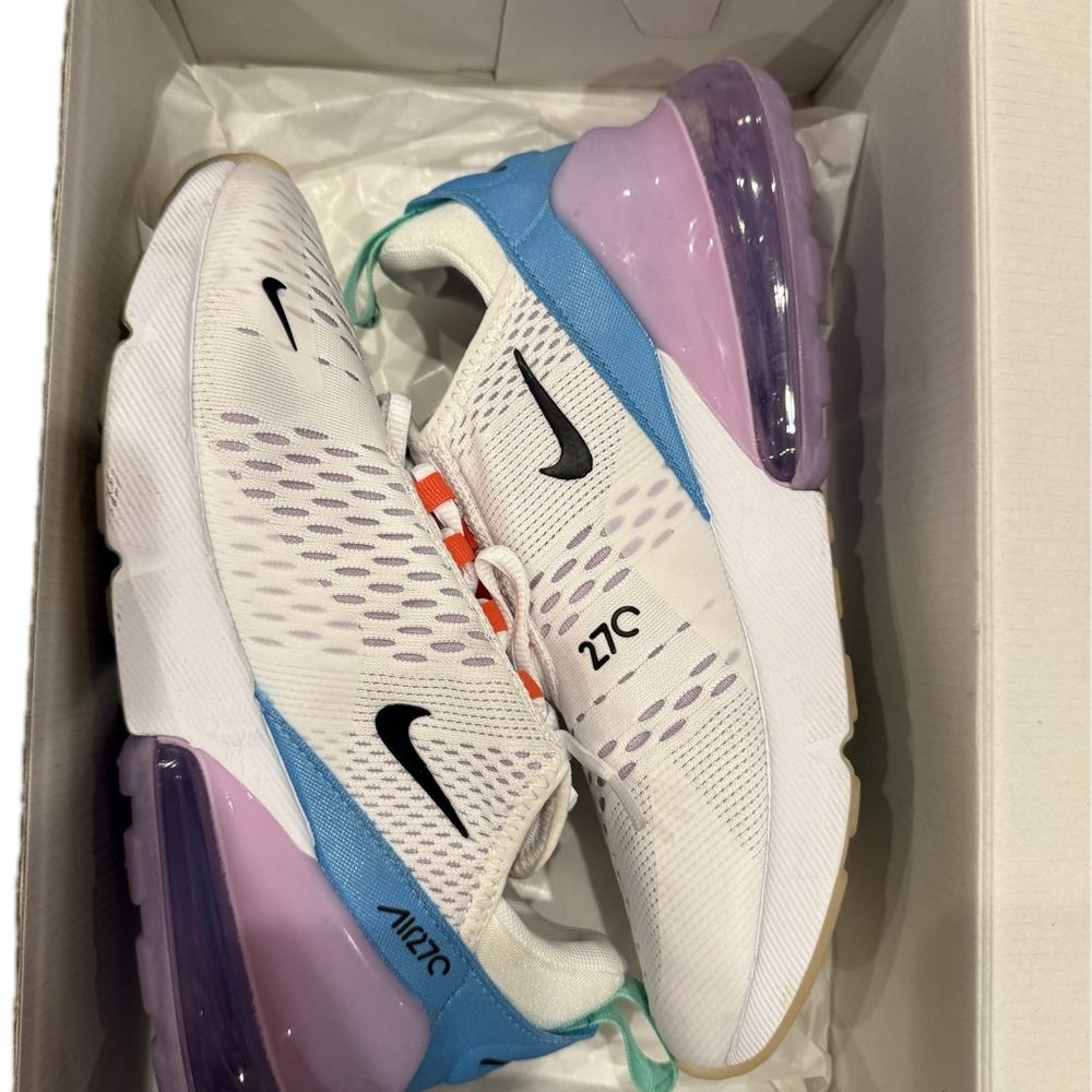 Nike Air Max 270 White and Orange Sneakers